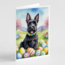 Load image into Gallery viewer, Scottish Terrier Easter Egg Hunt Greeting Cards - Blank Note Cards – 8-Pack of Artist-Designed Cards with Envelopes