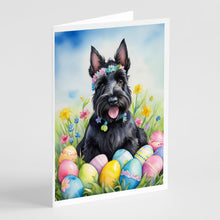 Load image into Gallery viewer, Scottish Terrier Easter Egg Hunt Greeting Cards - Blank Note Cards – 8-Pack of Artist-Designed Cards with Envelopes