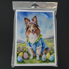 Load image into Gallery viewer, Sheltie Easter Egg Hunt Greeting Cards - Blank Note Cards – 8-Pack of Artist-Designed Cards with Envelopes