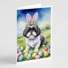 Load image into Gallery viewer, Shih Tzu Easter Egg Hunt Greeting Cards - Blank Note Cards – 8-Pack of Artist-Designed Cards with Envelopes