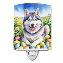 Load image into Gallery viewer, Siberian Husky Easter Egg Hunt Ceramic Night Light