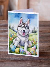 Load image into Gallery viewer, Siberian Husky Easter Egg Hunt Greeting Cards - Blank Note Cards – 8-Pack of Artist-Designed Cards with Envelopes