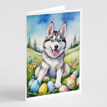 Load image into Gallery viewer, Siberian Husky Easter Egg Hunt Greeting Cards - Blank Note Cards – 8-Pack of Artist-Designed Cards with Envelopes