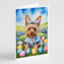 Load image into Gallery viewer, Silky Terrier Easter Egg Hunt Greeting Cards - Blank Note Cards – 8-Pack of Artist-Designed Cards with Envelopes