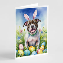 Load image into Gallery viewer, Staffordshire Bull Terrier Easter Egg Hunt Greeting Cards - Blank Note Cards – 8-Pack of Artist-Designed Cards with Envelopes