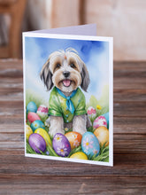 Load image into Gallery viewer, Tibetan Terrier Easter Egg Hunt Greeting Cards - Blank Note Cards – 8-Pack of Artist-Designed Cards with Envelopes