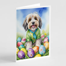 Load image into Gallery viewer, Tibetan Terrier Easter Egg Hunt Greeting Cards - Blank Note Cards – 8-Pack of Artist-Designed Cards with Envelopes