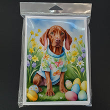 Load image into Gallery viewer, Vizsla Easter Egg Hunt Greeting Cards - Blank Note Cards – 8-Pack of Artist-Designed Cards with Envelopes