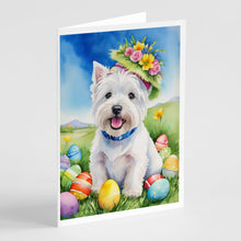Load image into Gallery viewer, Westie Easter Egg Hunt Greeting Cards - Blank Note Cards – 8-Pack of Artist-Designed Cards with Envelopes