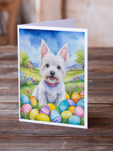 Load image into Gallery viewer, Westie Easter Egg Hunt Greeting Cards - Blank Note Cards – 8-Pack of Artist-Designed Cards with Envelopes
