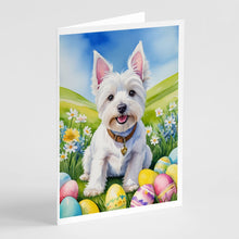 Load image into Gallery viewer, Westie Easter Egg Hunt Greeting Cards - Blank Note Cards – 8-Pack of Artist-Designed Cards with Envelopes
