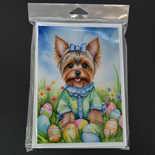 Load image into Gallery viewer, Yorkshire Terrier Easter Egg Hunt Greeting Cards - Blank Note Cards – 8-Pack of Artist-Designed Cards with Envelopes