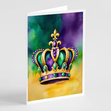 Load image into Gallery viewer, King's Mardi Gras Crown Greeting Cards - Blank Note Cards – 8-Pack of Artist-Designed Cards with Envelopes