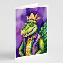Load image into Gallery viewer, Alligator King of Mardi Gras Greeting Cards - Blank Note Cards – 8-Pack of Artist-Designed Cards with Envelopes