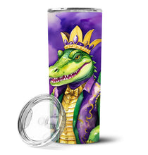 Load image into Gallery viewer, Alligator King of Mardi Gras Stainless Steel Skinny Tumbler