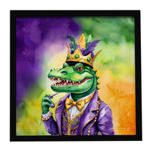 Load image into Gallery viewer, Alligator King of Mardi Gras Framed Metal Print