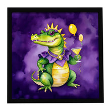 Load image into Gallery viewer, Alligator Mardi Gras Framed Metal Print