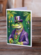 Load image into Gallery viewer, Alligator King of Mardi Gras Greeting Cards - Blank Note Cards – 8-Pack of Artist-Designed Cards with Envelopes