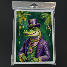 Load image into Gallery viewer, Alligator King of Mardi Gras Greeting Cards - Blank Note Cards – 8-Pack of Artist-Designed Cards with Envelopes