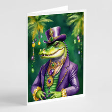Load image into Gallery viewer, Alligator King of Mardi Gras Greeting Cards - Blank Note Cards – 8-Pack of Artist-Designed Cards with Envelopes