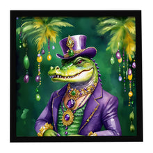 Load image into Gallery viewer, Alligator King of Mardi Gras Framed Metal Print