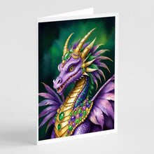 Load image into Gallery viewer, Dragon King of Mardi Gras Greeting Cards - Blank Note Cards – 8-Pack of Artist-Designed Cards with Envelopes