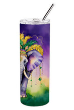 Load image into Gallery viewer, Elephant King of Mardi Gras Stainless Steel Skinny Tumbler