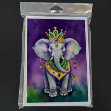 Load image into Gallery viewer, Elephant King of Mardi Gras Greeting Cards - Blank Note Cards – 8-Pack of Artist-Designed Cards with Envelopes