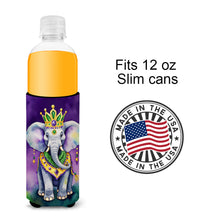 Load image into Gallery viewer, Elephant King of Mardi Gras Slim Can Huggers – Fun, Functional Drink Coolers for Every Occasion