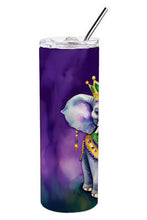 Load image into Gallery viewer, Elephant King of Mardi Gras Stainless Steel Skinny Tumbler