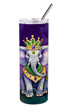 Load image into Gallery viewer, Elephant King of Mardi Gras Stainless Steel Skinny Tumbler