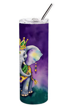 Load image into Gallery viewer, Elephant King of Mardi Gras Stainless Steel Skinny Tumbler