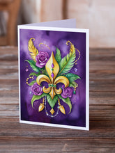 Load image into Gallery viewer, Fleur de lis Mardi Gras Greeting Cards - Blank Note Cards – 8-Pack of Artist-Designed Cards with Envelopes