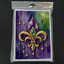 Load image into Gallery viewer, Fleur de lis Mardi Gras Greeting Cards - Blank Note Cards – 8-Pack of Artist-Designed Cards with Envelopes