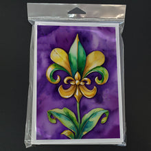 Load image into Gallery viewer, Fleur de lis Mardi Gras Greeting Cards - Blank Note Cards – 8-Pack of Artist-Designed Cards with Envelopes