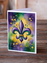 Load image into Gallery viewer, Fleur de lis Mardi Gras Greeting Cards - Blank Note Cards – 8-Pack of Artist-Designed Cards with Envelopes