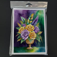 Load image into Gallery viewer, Flowers Mardi Gras Greeting Cards - Blank Note Cards – 8-Pack of Artist-Designed Cards with Envelopes