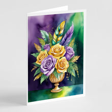 Load image into Gallery viewer, Flowers Mardi Gras Greeting Cards - Blank Note Cards – 8-Pack of Artist-Designed Cards with Envelopes
