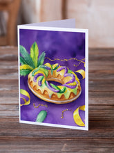Load image into Gallery viewer, King Cake Mardi Gras Greeting Cards - Blank Note Cards – 8-Pack of Artist-Designed Cards with Envelopes