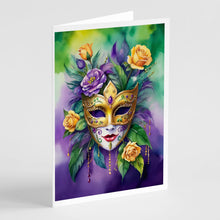 Load image into Gallery viewer, Mask Mardi Gras Greeting Cards - Blank Note Cards – 8-Pack of Artist-Designed Cards with Envelopes