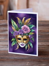 Load image into Gallery viewer, Mask Mardi Gras Greeting Cards - Blank Note Cards – 8-Pack of Artist-Designed Cards with Envelopes