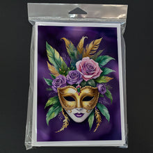 Load image into Gallery viewer, Mask Mardi Gras Greeting Cards - Blank Note Cards – 8-Pack of Artist-Designed Cards with Envelopes