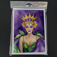 Load image into Gallery viewer, Queen of Mardi Gras Greeting Cards - Blank Note Cards – 8-Pack of Artist-Designed Cards with Envelopes
