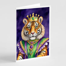 Load image into Gallery viewer, Tiger the King of Mardi Gras Greeting Cards - Blank Note Cards – 8-Pack of Artist-Designed Cards with Envelopes