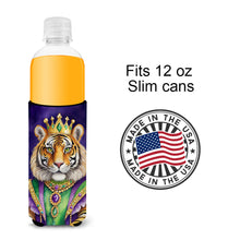 Load image into Gallery viewer, Tiger the King of Mardi Gras Slim Can Huggers – Fun, Functional Drink Coolers for Every Occasion