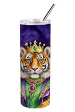 Load image into Gallery viewer, Tiger the King of Mardi Gras Stainless Steel Skinny Tumbler