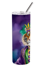 Load image into Gallery viewer, Tiger the King of Mardi Gras Stainless Steel Skinny Tumbler