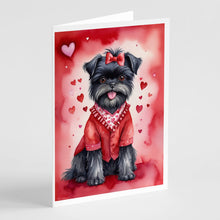 Load image into Gallery viewer, Affenpinscher My Valentine Greeting Cards - Blank Note Cards – 8-Pack of Artist-Designed Cards with Envelopes
