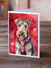 Load image into Gallery viewer, Airedale Terrier My Valentine Greeting Cards - Blank Note Cards – 8-Pack of Artist-Designed Cards with Envelopes