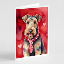 Load image into Gallery viewer, Airedale Terrier My Valentine Greeting Cards - Blank Note Cards – 8-Pack of Artist-Designed Cards with Envelopes